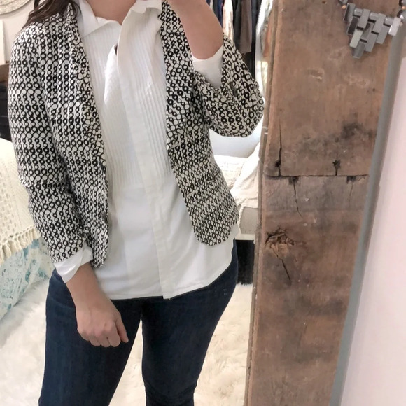Cabi size 8 black & white circle print career blazer - Picture 1 of 8